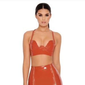 ZIP IT REAL GOOD VINYL BRA - PVC BURNT ORANGE Sz S